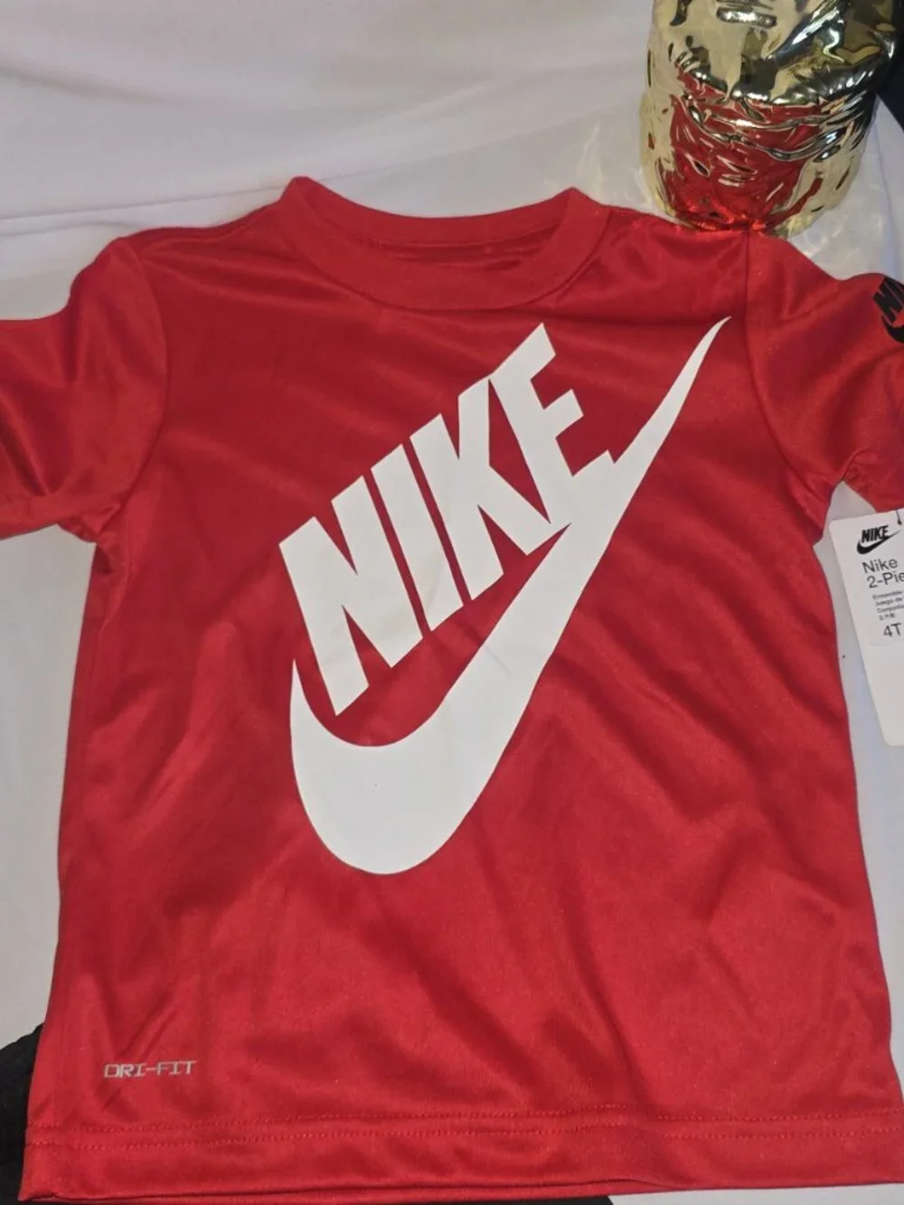 Nike Kids Dri-FIT 2 Piece Set Red Shirt Black Shorts Size 4 NWT - Picture 6 of 6